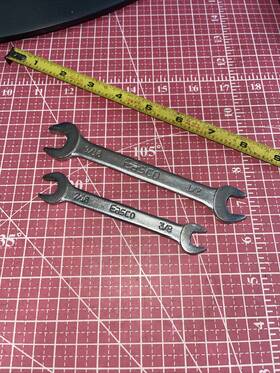 611114 Easco Usa 2 Piece Sae Open End Wrench Set 3/8 In - 9/16 Vintage Inch 9-16