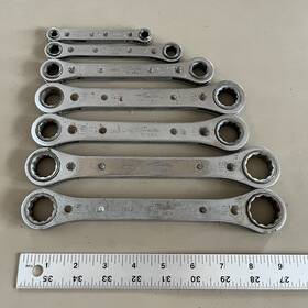 6830 Fleet 7 Pc Sae Ratcheting Box End Wrench Set 1/4 Inch - 15/16 Usa 6 And 12 Pt