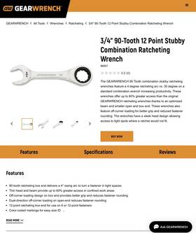 86857 Gearwrench 3/4 Inch 12 Point Stubby Combination Ratcheting Wrench