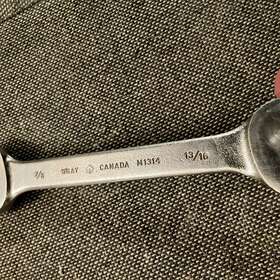 M1314 Gray Canada Sae 7/8 And 13/16 Open End Wrench Great Condition