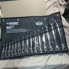 45505 Husky Metric Combination Wrench Set Full Polished 15 Piece 12 Point Vintage