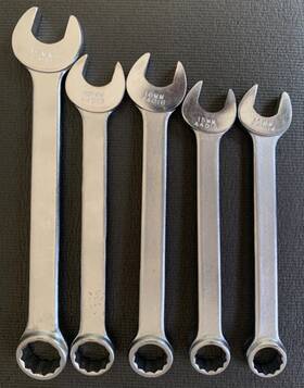 44019 Indestro Lot Of 5 Vintage Metric 12pt Combination Wrenches Made In Usa