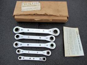 51065 Jc Penney Vintage 5pc Metric Ratcheting Box End Wrench Set S-k Tools Made In Usa