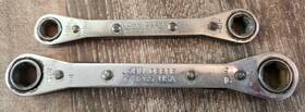 Ty3264 John Deere 2 Vintage Ratcheting Box End Wrenchs 3/8 Inch And 7/16 - 1/2 9/16