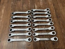 15-musco Klein Tools Row1816 Offset Double Head Reversible Ratcheting Box Wrench 1/2 X 9/16