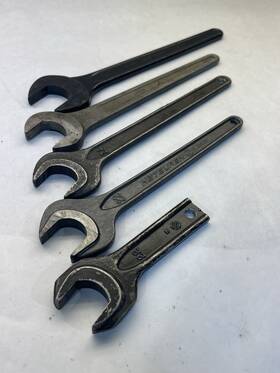 Jisb4630 Komatsu Lot Of 5 Netsuren And Other 27mm 24mm 22mm Machinist Wrenches Japan 25n40