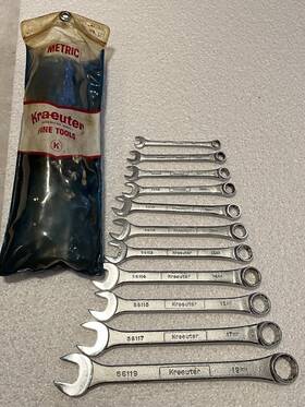 56611 Kraeuter Vintage- 11 Piece Metric Combination Wrench Set - Usa