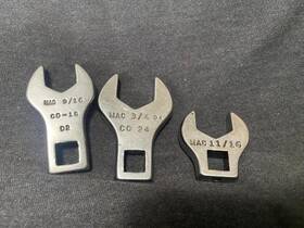 Co226 Mac 3 3/8 Inch Drive Open End Crowfoot Wrenches 9/16 11/16 And 3/4