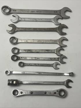 Chfl14 Mac Tools Sae Wrench Lot Of 10 Assorted Sizes 6 And 12 Point