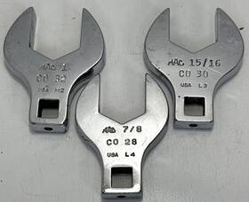 Co32 Mac Tools Co28 3pc 3/8 Inch Dr Sae Crowfoot Open End Wrench Set 7/8 - 1 Usa