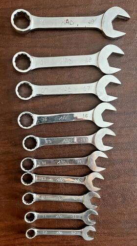 Mac Tools Cs2 Mm 10pc Metric Cs Series Stubby Short Combination Wrench Set - 10-19mm
