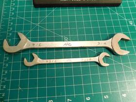 Da24-da14 Mac Tools 2-mac Combination Angle Head Open End Wrenches 3/4 Inch 7/16 Usa Made