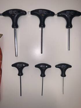 Shktm6ap Mac Tools Vtg T-handle Allen Wrench Set Metric 6 Piece