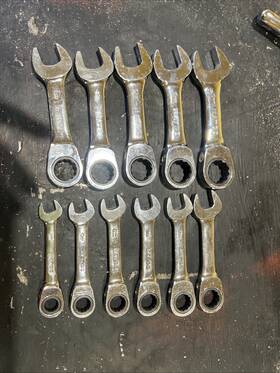 7grbs Matco Tools 11 Piece Metric Stubby Ratcheting Wrench Set 9-19mm Clean