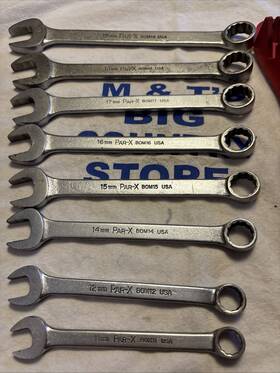 Bom11-bom19 Par-x Tools 8pc 11mm - 19mm 12pt Metric Combination Wrench Set With Rack
