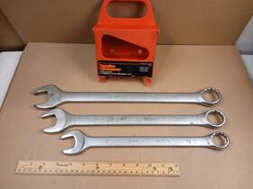 Pm71329 Popular Mechanics 3 Pc. Sae Combination Wrench Set Made In Taiwan Used