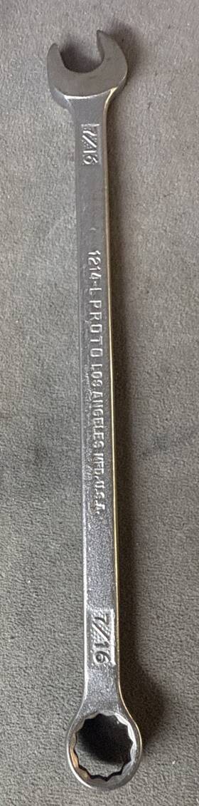 1214-l Proto Vintage Tools No. - 7/16 Inch Combination Wrench 12 Point Made In Usa