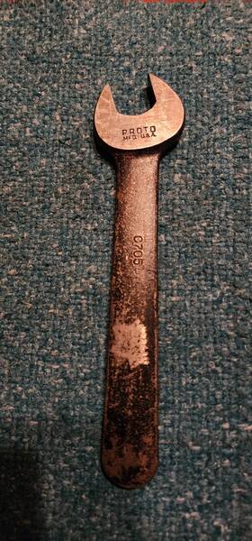 Wmt1 Proto C705 Mfd. U.s.a. 13/16 Inch Open End Wrench 7-7/8 Oal. Marked With On 2 Sides