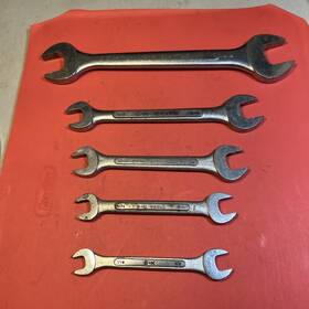 O-3032 S-k Tools - Lot Of 5 Double Open End Wrenches 7/16 Inch Thru 1 19/32 15/16