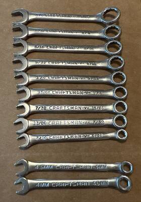 44532 Sears 43441/44531/44532 Vintage Lot Of 11 Craftsman Ignition Wrenches Metric And Standard -v- Usa