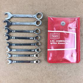 9-4484 Sears 94484 Vintage Usa 8 Pc. Combination Ignition Wrench Set In Pouch Craftsman 4484
