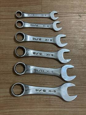 88024 Sk 88012 Tools 6pc Sae Short Combination Wrench Set 3/8 Inch To 3/4 Usa