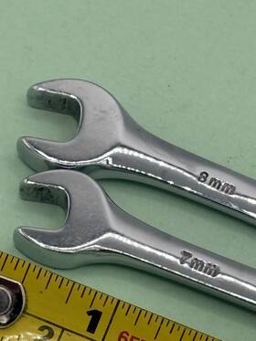 88308 Sk 88307 S-k Tools Lot 2 Metric Combination Wrenches 7 And 8 Mm 12pt Superkrome Nice