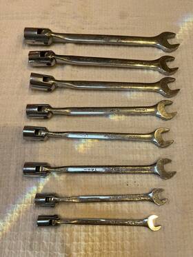 88911 Sk Tools 7pc Metric 10 11 15-19 Mm Flex Head Combination Wrench Set 12 Point