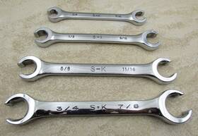 F-1618 Sk Tools F-1214 F2022 F2428 Usa 4pc Sae 3/8 Inch To 7/8 Open-end Flare Nut Line Wrench Set Lot