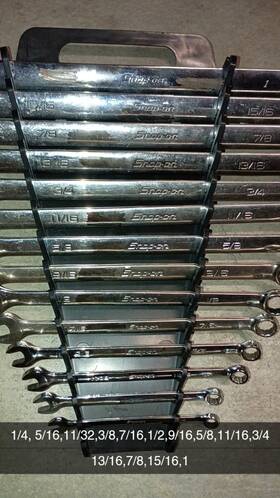 0exl32b Snap-on 14 Piece Sae 12-point Flank Drive Plus Long Wrench Set