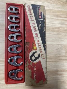 207s-fr Snap-on 7 Piece Crowfoot Flare Nut Wrench Set 3/8 Inch Drive