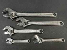 Aj12 Snap-on Tools 5pc Adjustable Wrench Set By Blue Point - 4 Inch To 12