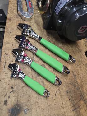 Fadh704cg Snap-on Tool Usa 4pc Green Soft Grip Flank Drive Adjustable Wrench Set