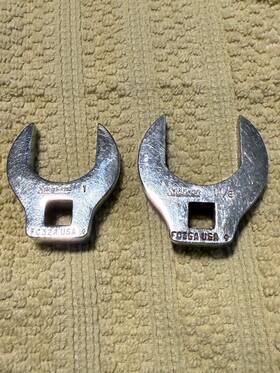 Fc32a Snap-on Fc36a Set Of 2 Crow Foot Wrenchs. 1 Inch And 1/8 Both Are 3/8 Drive
