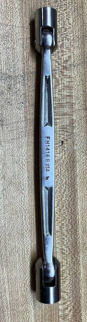 Fh1416b Snap-on Vintage 7/16 Inch And 1/2 12 Point Flex Head Double Socket Wrench #fh1416b