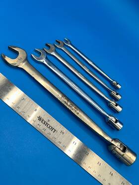 S-12-11 Snap-on Fho10 Fho145 Fho24 Tools Flex Head Open End Combination Wrench Set Sae Usa