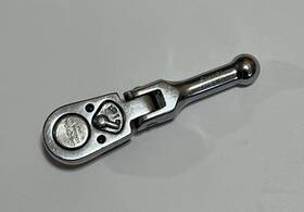 Fk731 Snap-on Vintage 3/8 Drive Flex-head Stubby Chrome Ratchet Usa Nice