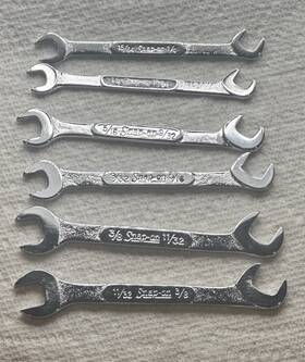 Snap-on Oexi706 Vintage Snap-on 6 Pc Sae Open End Midget Ignition Wrench Set Ds-series Usa