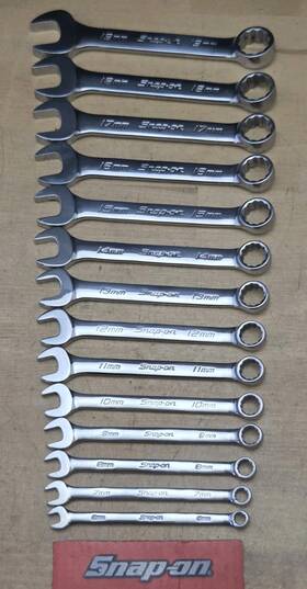Oexsm714b Snap-on - 14 Pc Metric Short Handle 12pt Chrome Combination Wrench Set