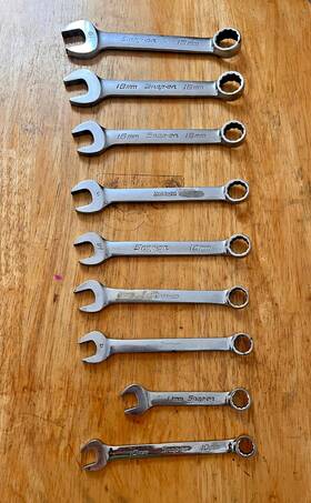 Oxem19-oxem10 Snap-on Pre Owned Tools Metric Flank Drive Short Combo Wrench Set Of 9 Oexm Usa