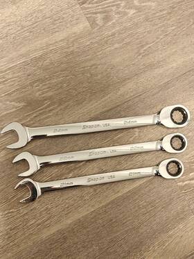 Oxrm703a Snap-on Tools Usa 3pc Metric Ratcheting Combination Wrench Set 21 22 24mm