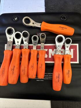 Rbyc5 Snap-on 8 Tools Usa Orange Hard Handle Ratcheting Wrench Set Metric And Sae Rbyc