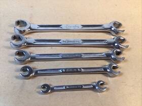 Rxh8108 Snap-on 5 Piece - Tools Usa 1/4 Inch -3/4 Sae Double Flare Nut 6pt Line Wrench Set