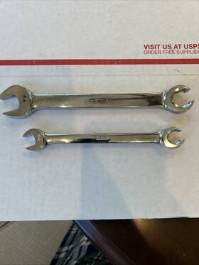 Snap-on Rxs20-rxs14 Snap-on Tools Rxs20 Rxs14 5/8 Inch 7/16 Sae 6pt Open End Flare Nut Chrome Wrenches