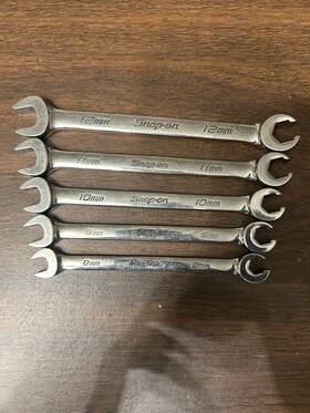 Rxs203 Snap-on Flare Nut Open End Combination Wrench Set 8-12mm 5pc Metric