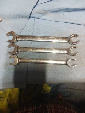 Rxs20bs Snap-on 3 Open End Flare Nut Line Wrenches 5/8 11/16 3/4 Inch Usa