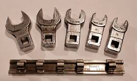 Tc14 Snap-on Vintage Bonney 3/8 Inch Drive Crowfoot Set Of 5 Rail 7/16 1/2 9/16 3/4 11/16