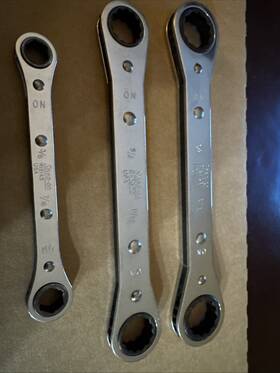 U1214 Snap-on U2426 3 Piece Offset Ratchet Set 7/16 Inch -3/4 Sae Made In Usa U2022