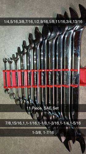 V04446b Snap-on 11 Piece Sae Open End Wrench Set Made In Usa