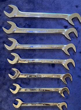 Vs12a-24a Snap-on Tools 7 Pc. Sae 4-way Angle Head Open-end Wrench Set 3/8 Inch 3/4 Usa